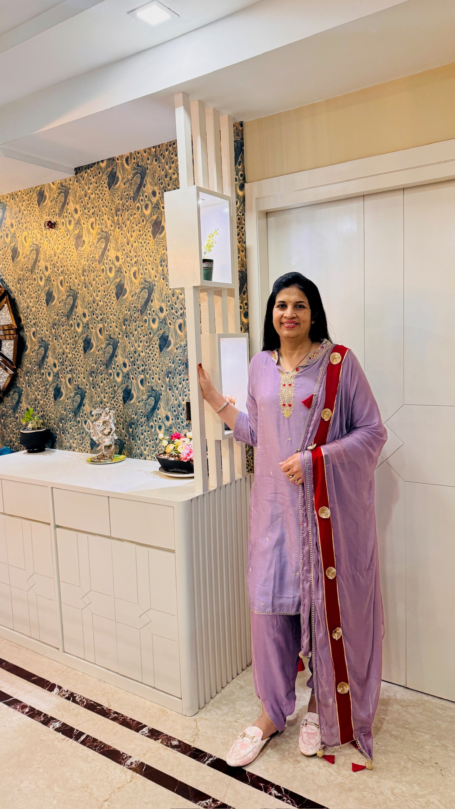 Lilac Embroidered Kurti Set with Dupatta full view